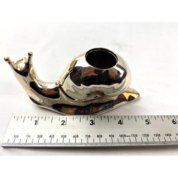 Mid-Century Modern Gold Tone Snail Candle Holder Vintage Decor MCM - Picture 4 of 11